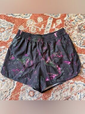 Champion Black Athletic Shorts with Pink & Green Marble Swirl